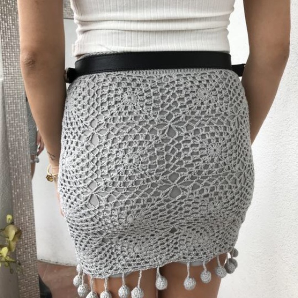 Festival Crochet Pom Pom Mini Skirt - Picture 2 of 6